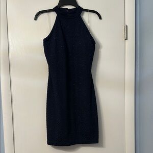 Emerald Sundae Navy Blue Halter Sheath Mini Dress